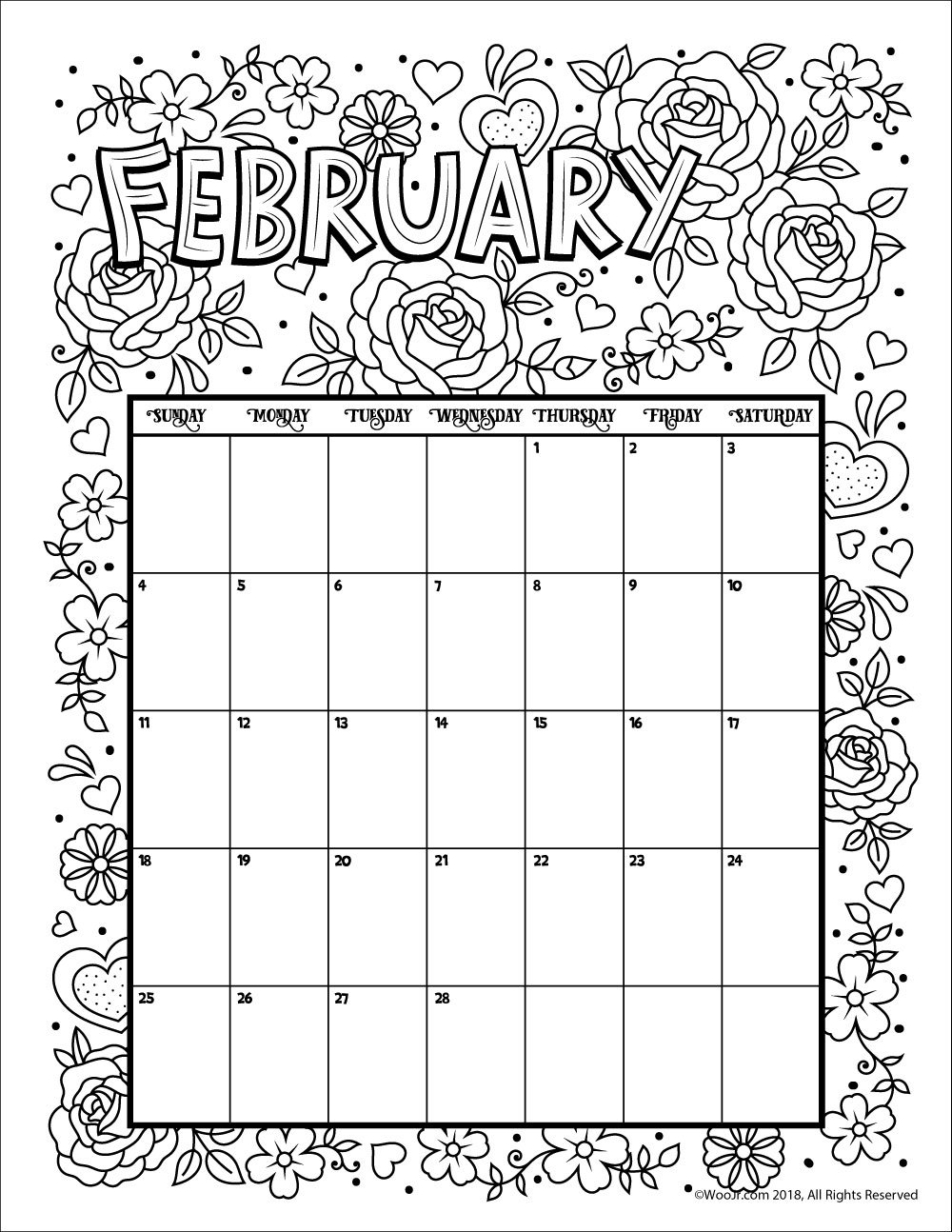 Adult Coloring 2020 Calendar Printable Coloring Pages