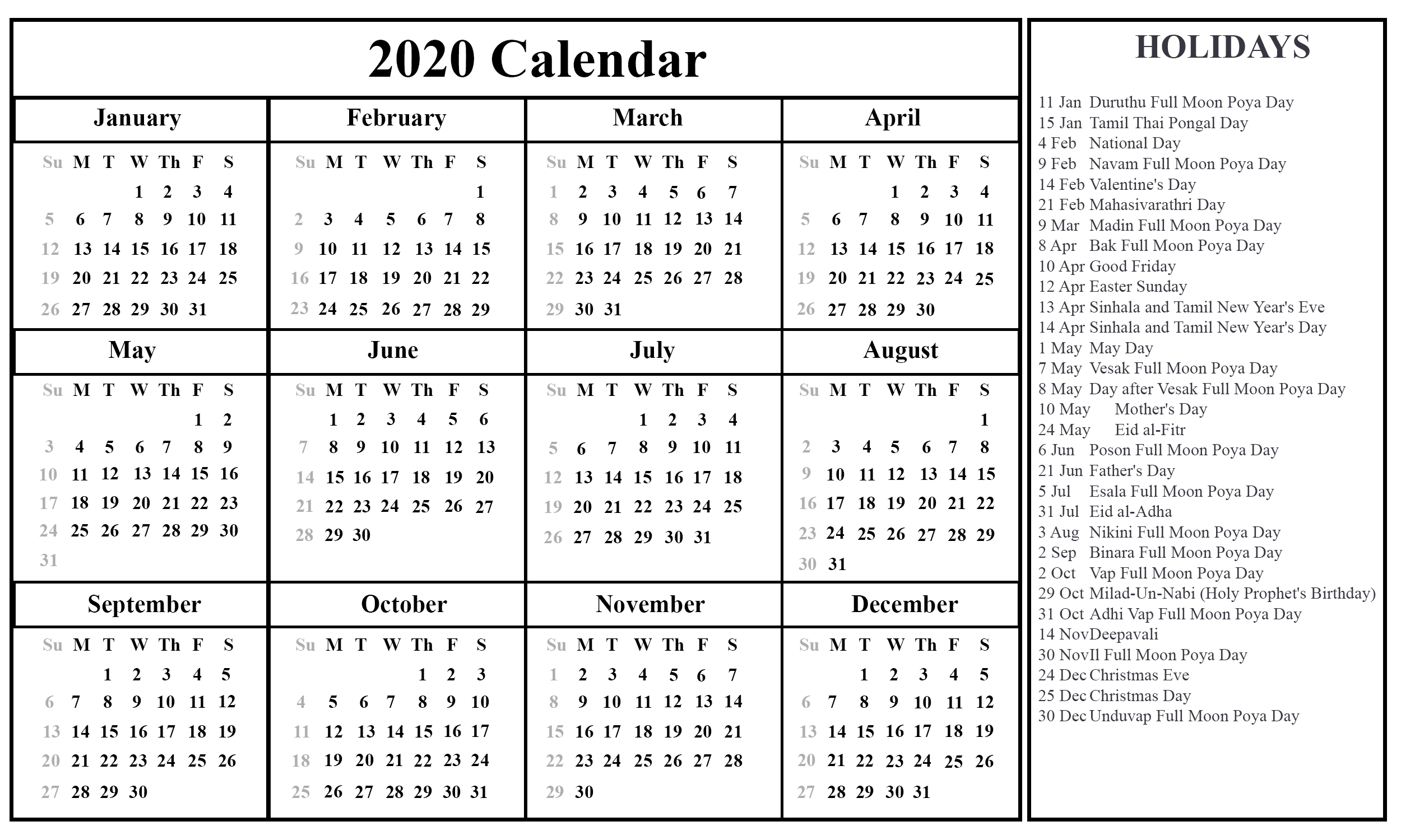 Printable July Calendar Template