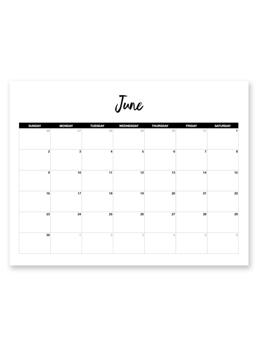 Printable June 2019 Calendar (Minimal | Random | Free