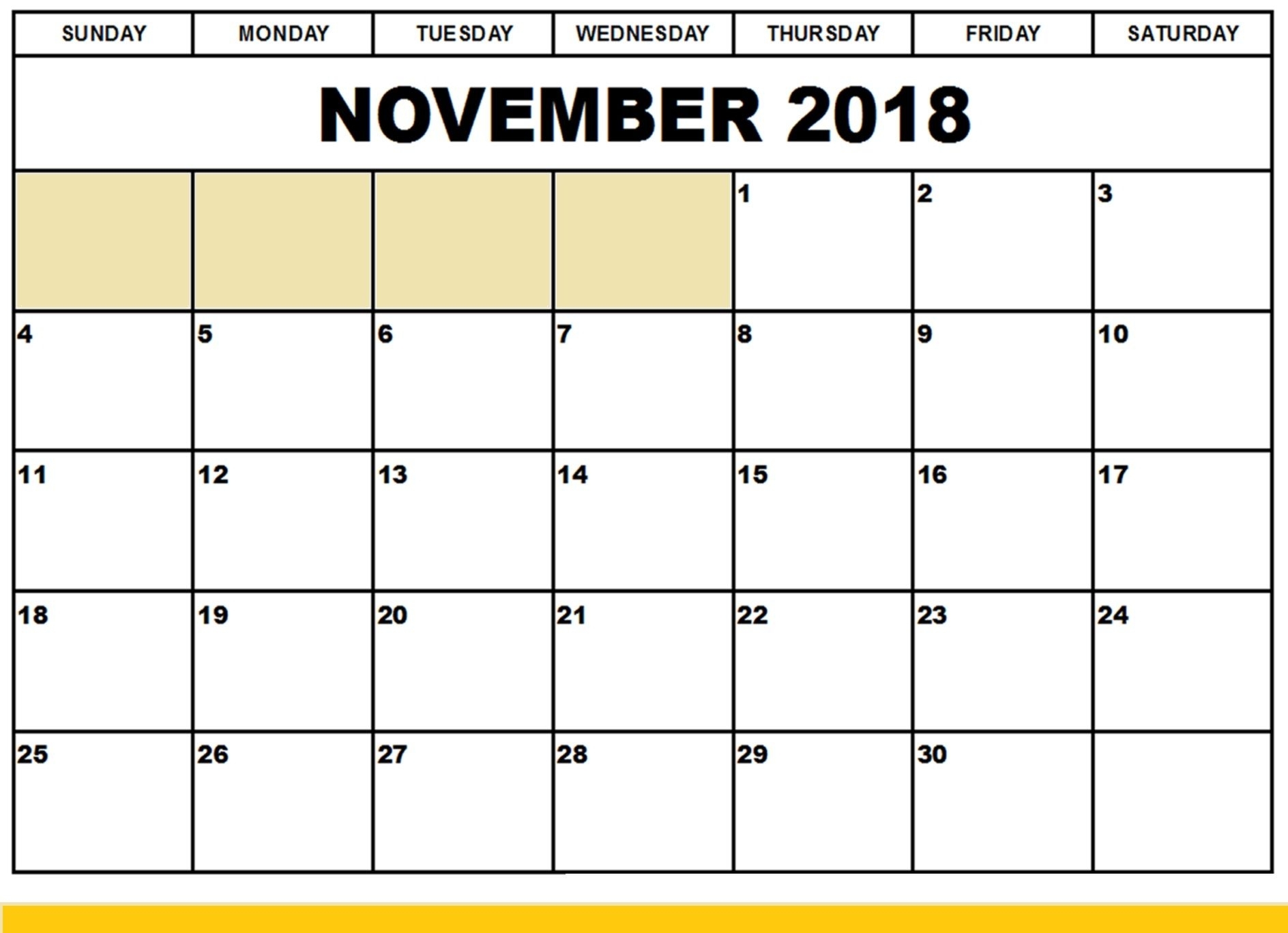 Printable November 2018 Calendar Large Print | November