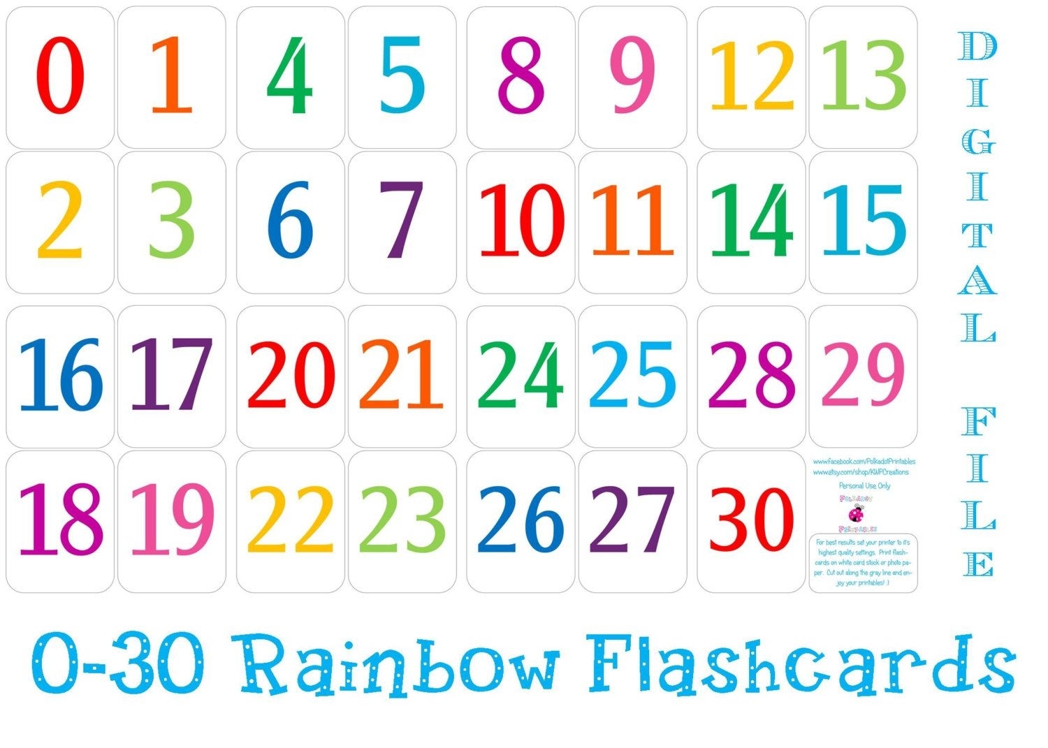 Printable Number Cards 1 30 | Free Printable Numbers, Number