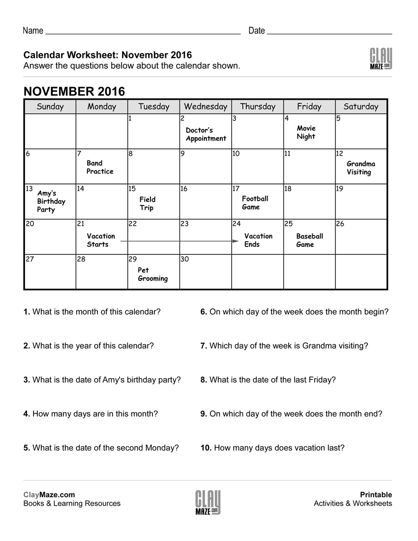 Printable Reading Calendar | Printable Calendar 2020