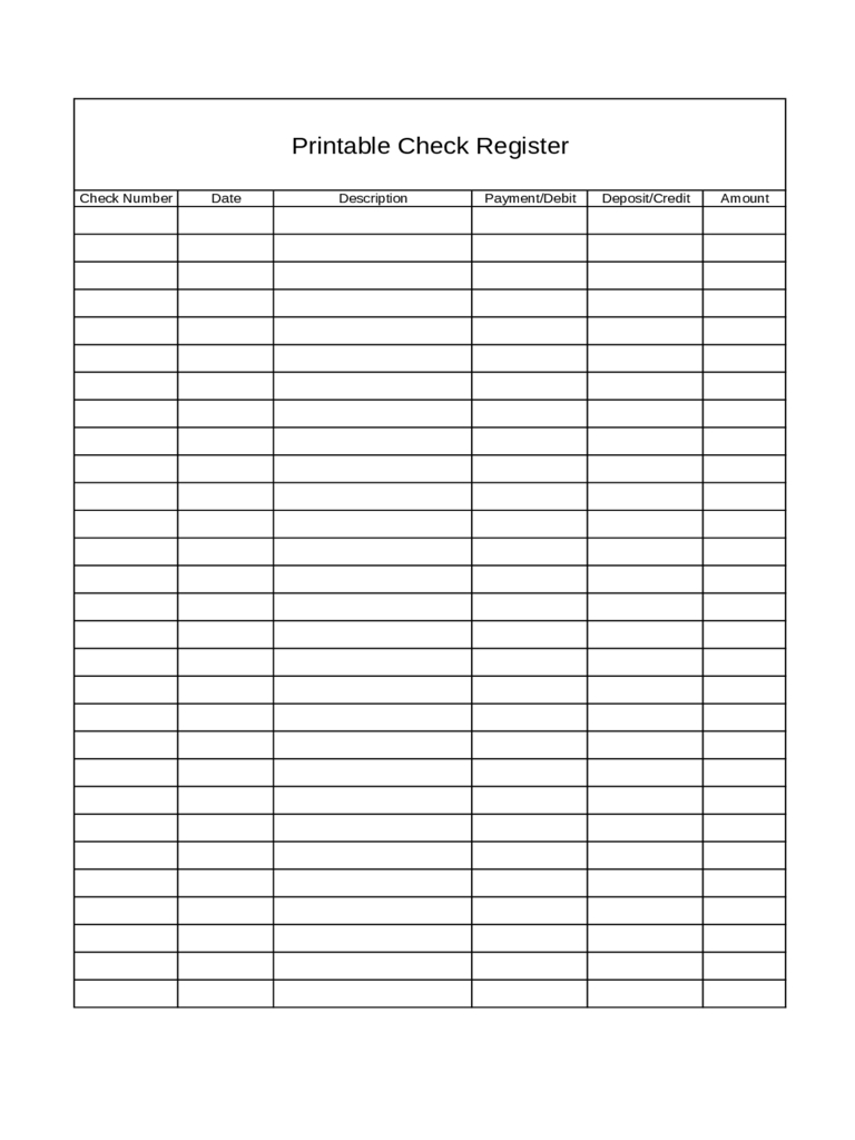 checkbook register calendar printable