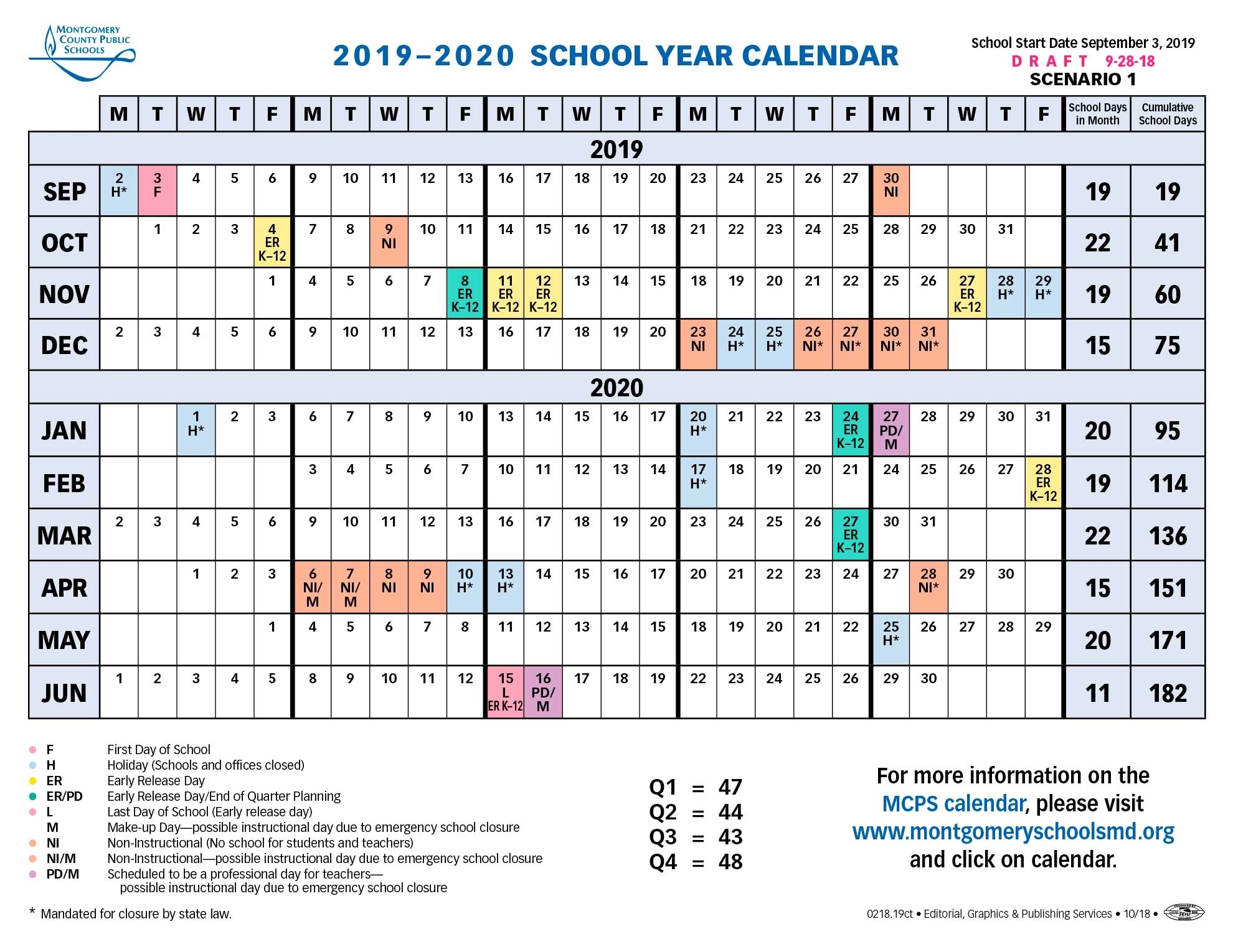 Proposed Calendar 2019-2020 - Montgomery County Public