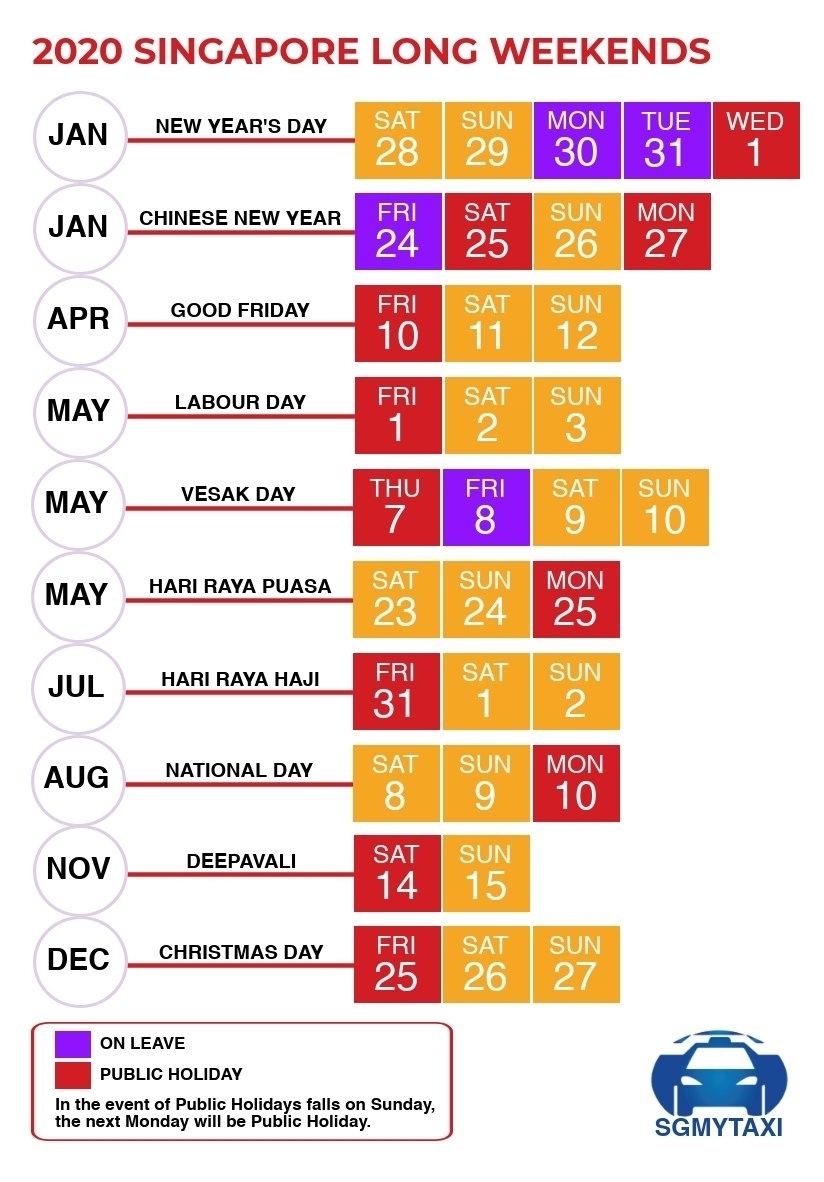 Public &amp; School Holidays Singapore 2019 &amp; 2020 (19 Long