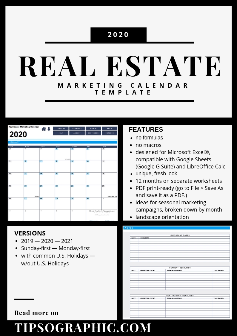 Calendar 2020 Real Estate Month Calendar Printable