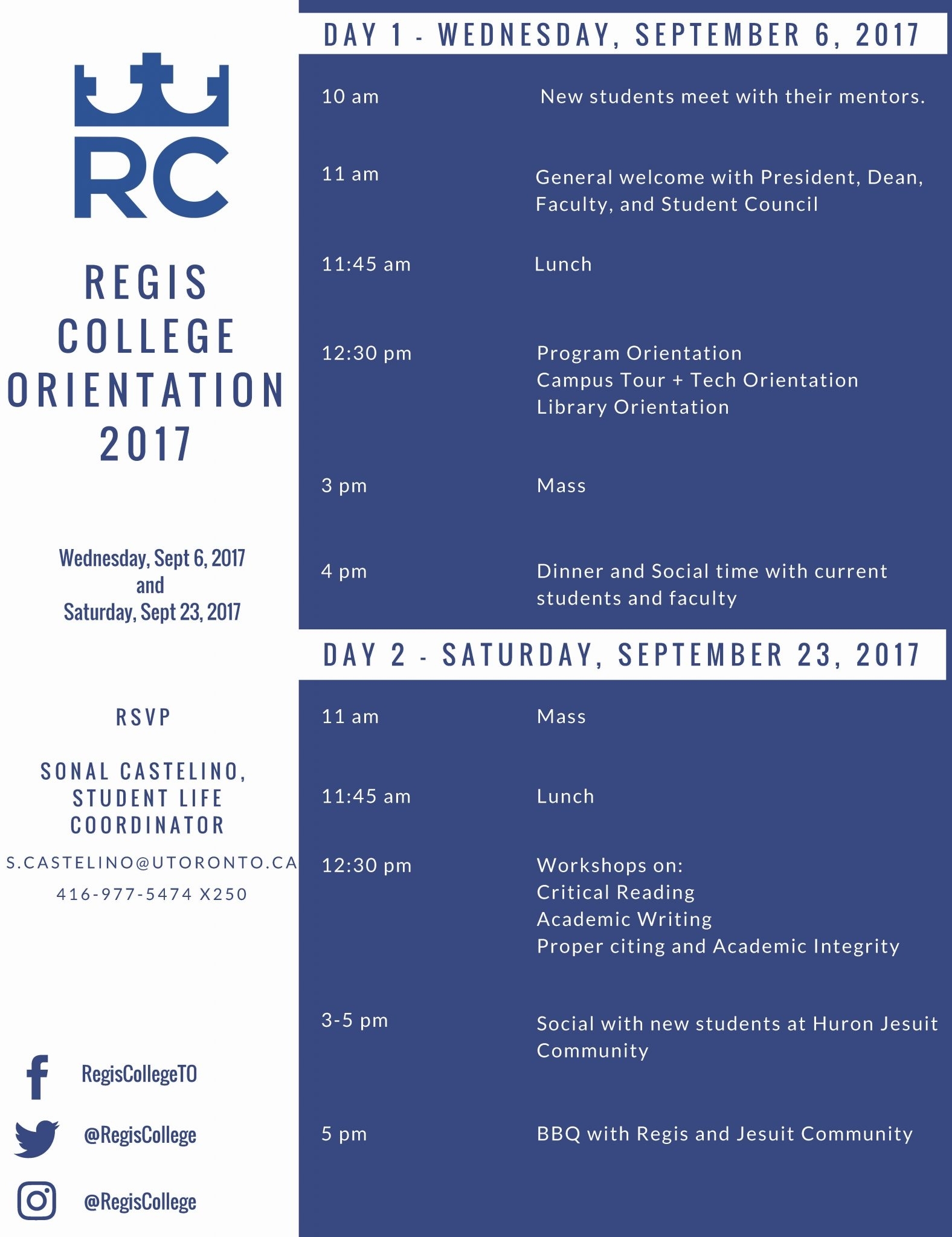 Regis College Student Orientation Day #1 (Mandatory For All