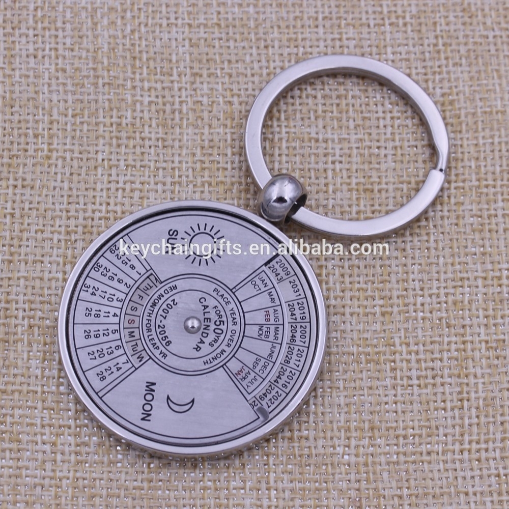 Retro 50 Years Perpetual Calendar Keychain Sun Moon Compass Keychain/ Metal  Blank Key Ring - Buy Compass Keychain,perpetual Calendar Keychain,matal
