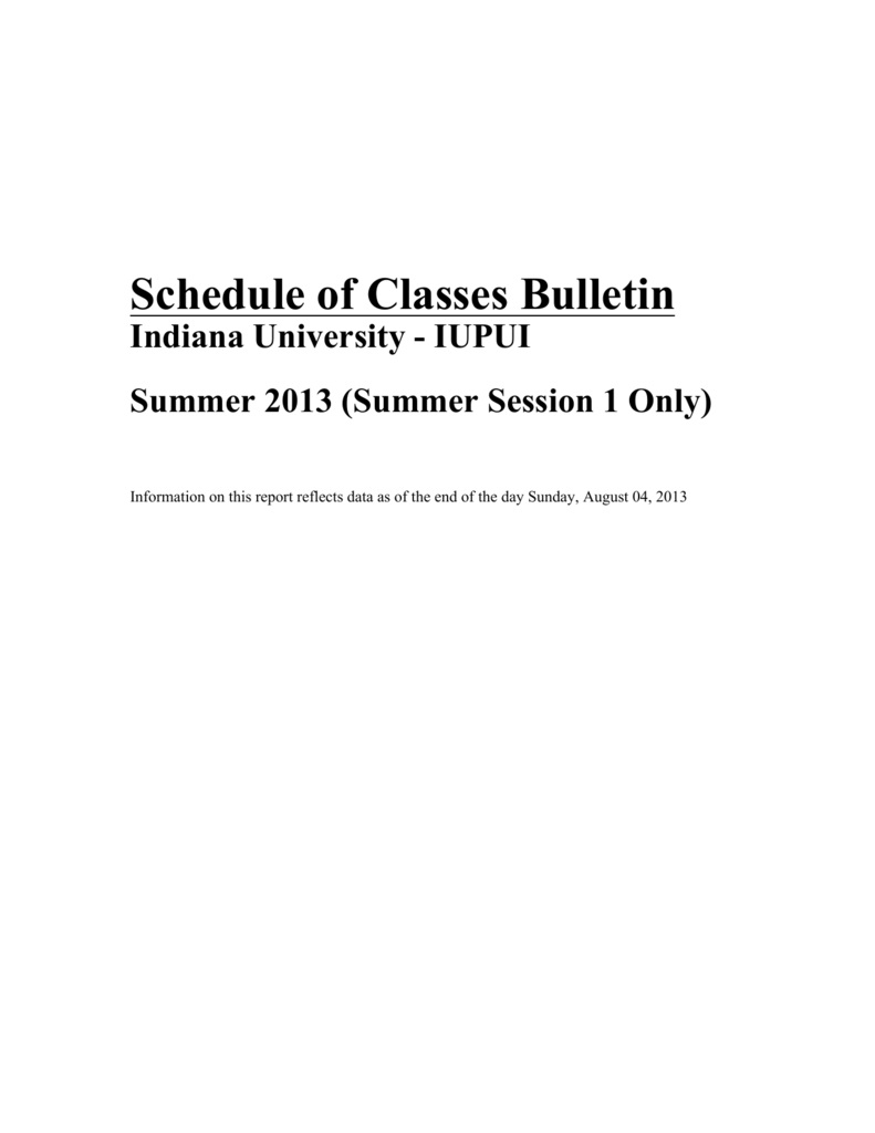 Schedule Of Classes Bulletin