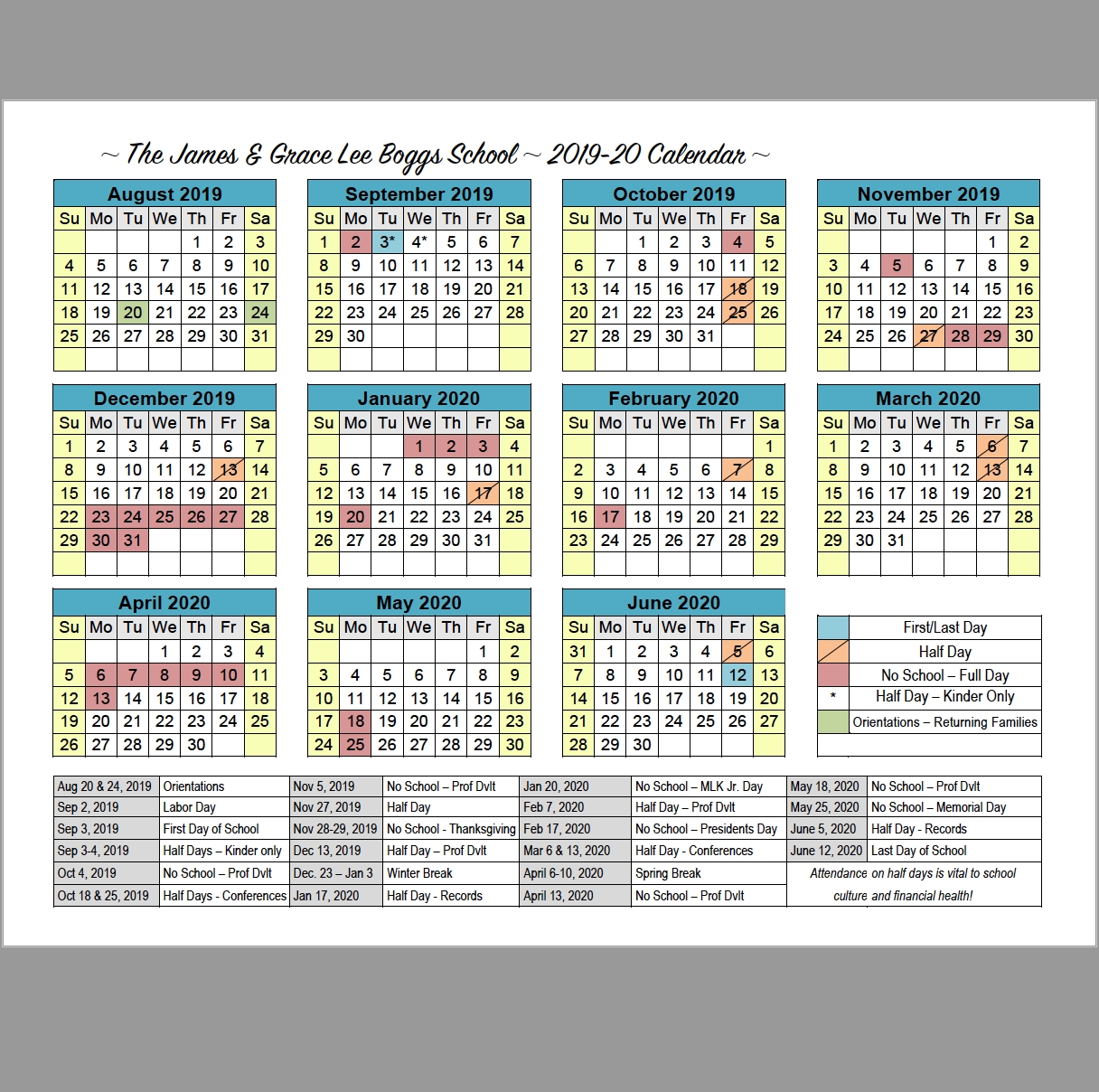 School Calendars | Boggs Educational Center