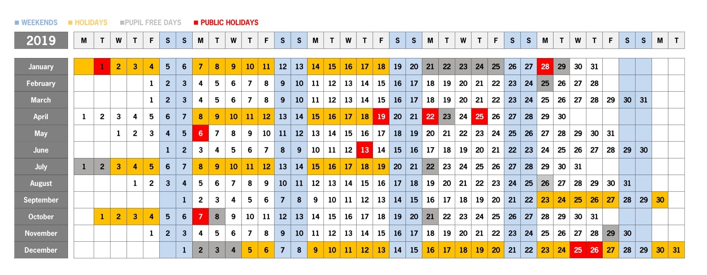 School Year At A Glance