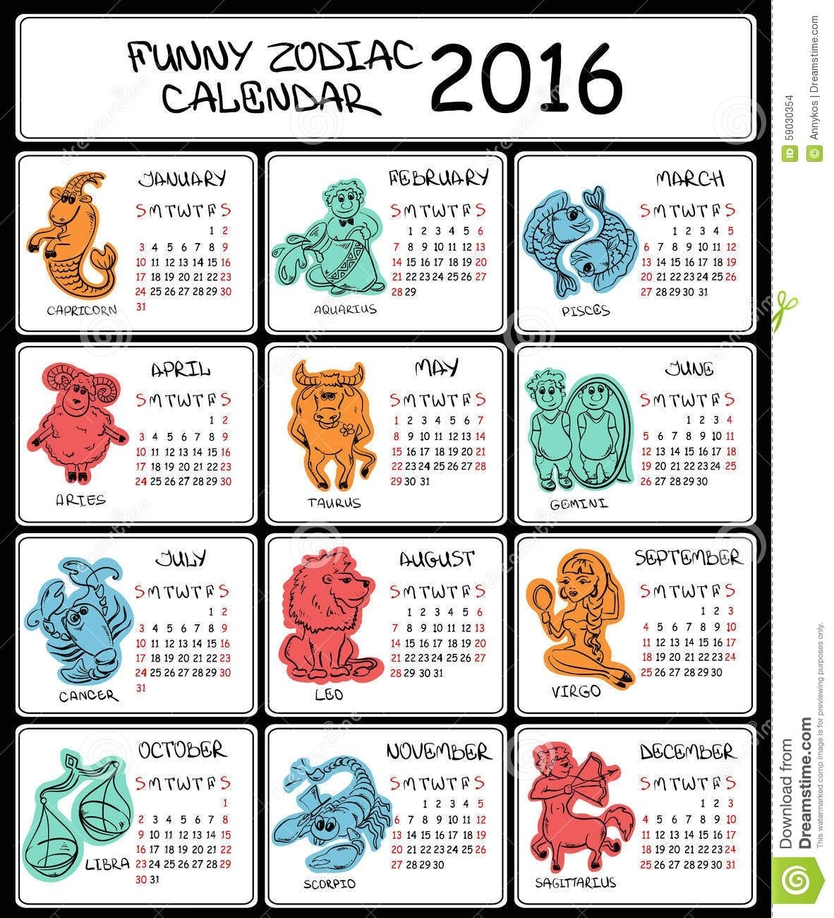 Zodiac Calendar Dates And Signs Month Calendar Printable