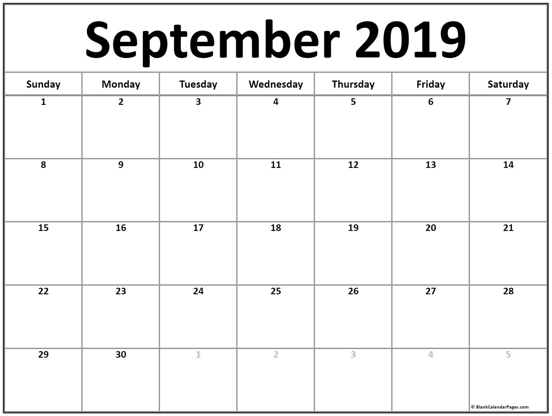 September 2019 Calendar | Free Printable Monthly Calendars