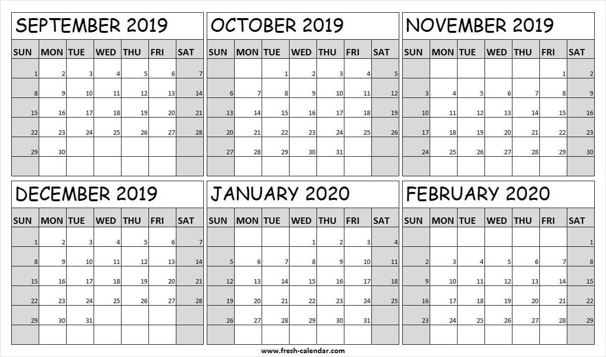 September 2019 To February 2020 Calendar Editable | Calendar