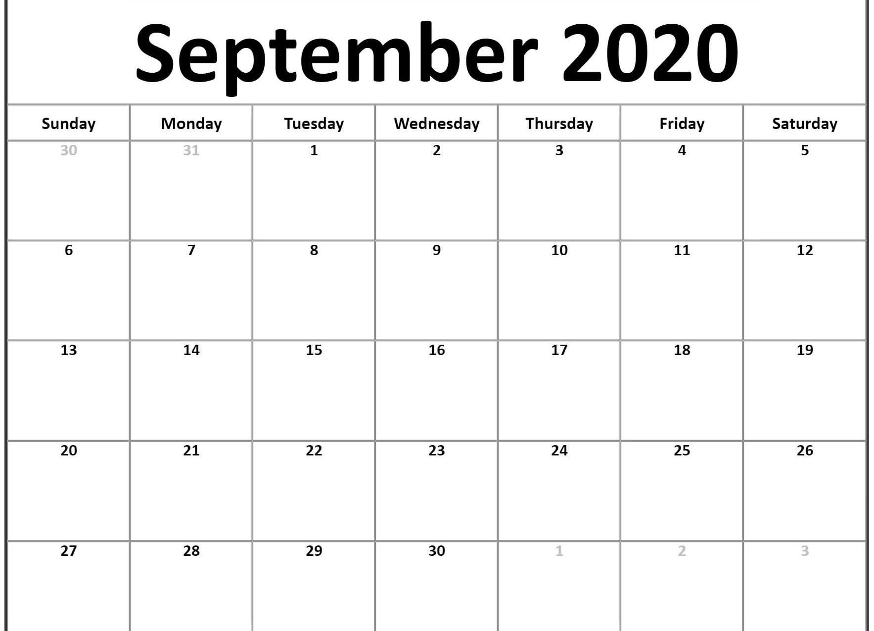 September 2020 Calendar Template | Printable Calendar