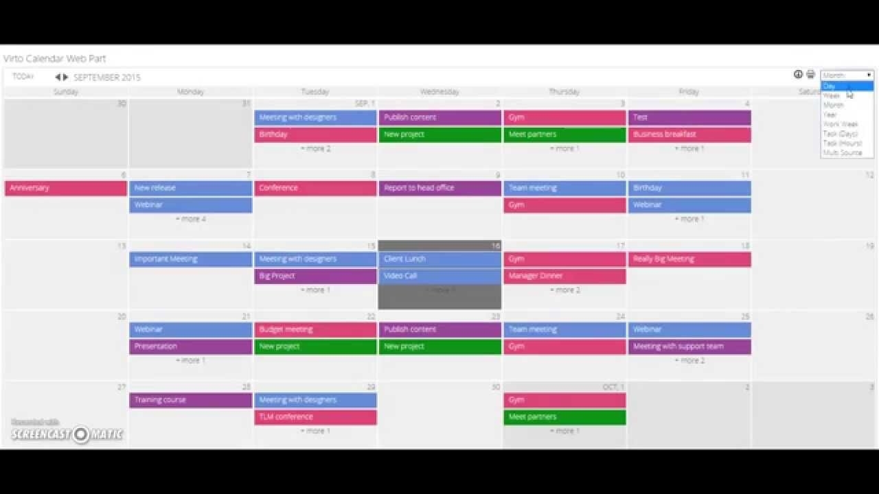 Sharepoint Calendar Web Part Overview - Virtosoftware