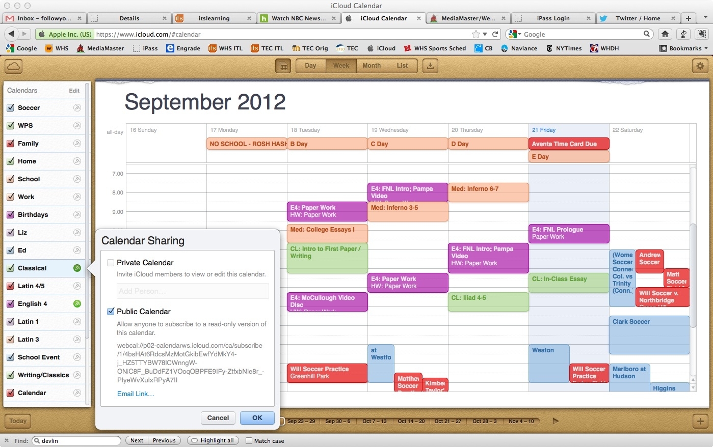 Sharing Assignments Through Ical Shared Calendars | Wayland