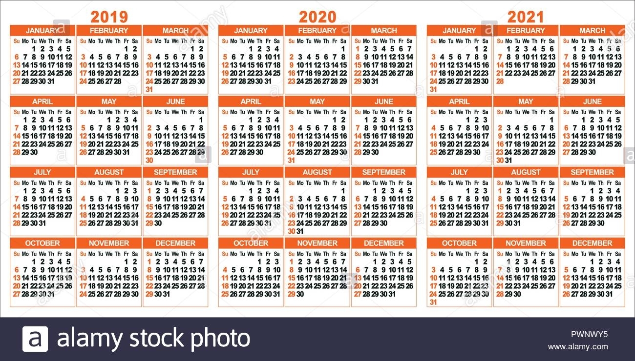 Simple 2021 Year Calendar Week Stock Photos &amp; Simple 2021