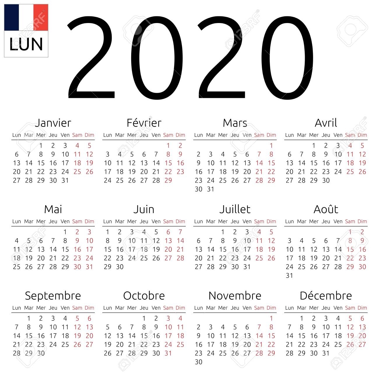 Calendar Week 18 2020 Month Calendar Printable   Simple Annual 2020 Year Wall Calendar French Language Week 