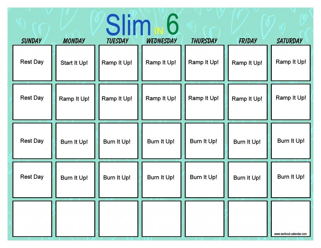 Slim In 6 Calendar For Workout | Yoga, Gym &amp; Fitness | Slim