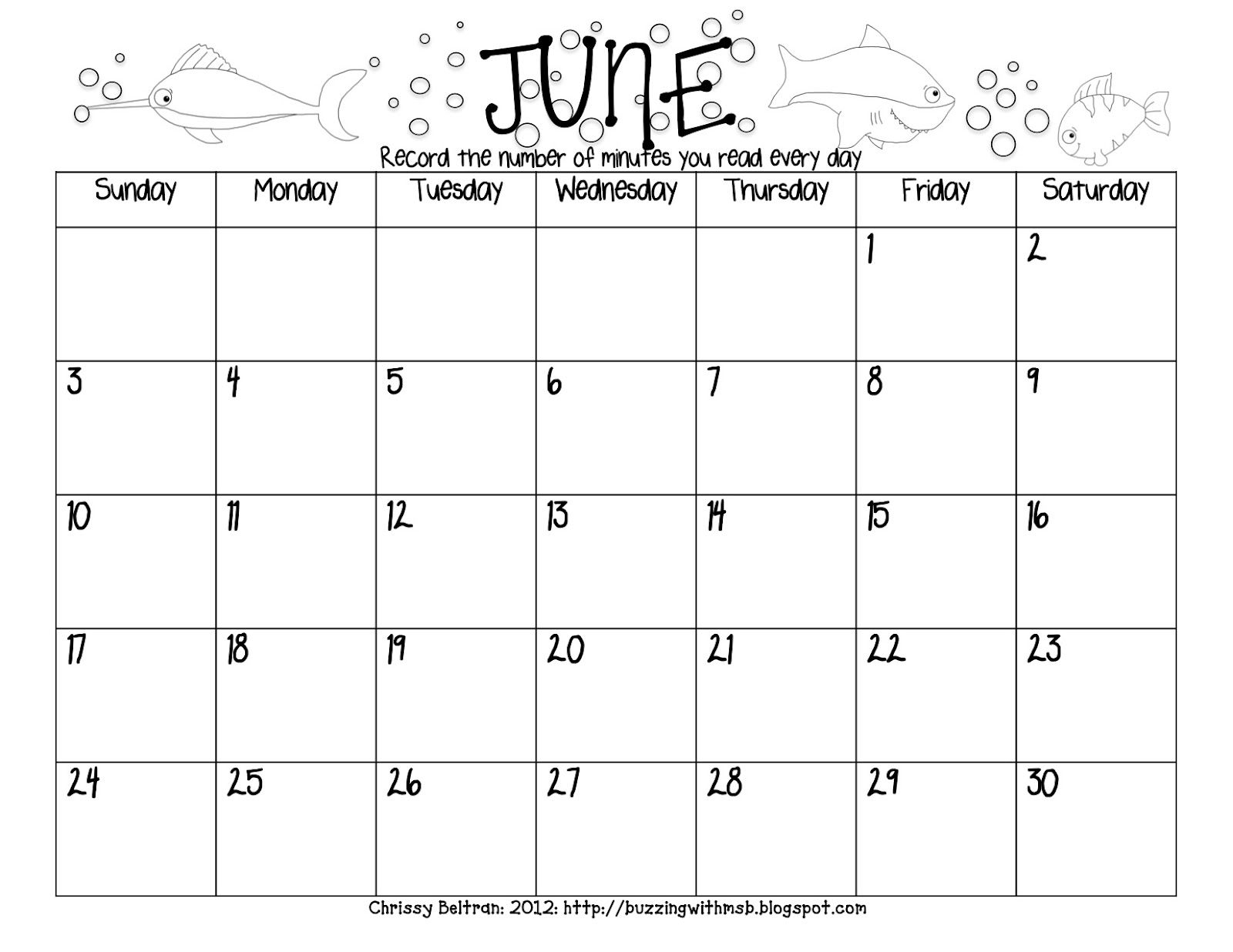 Summer Reading Log Freebie - Calendar Style - June, July