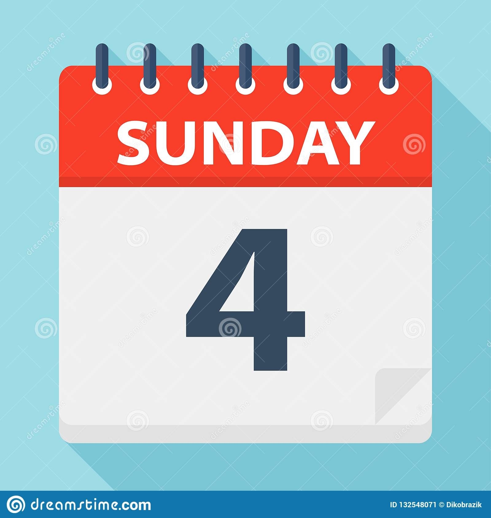 Sunday 4 - Calendar Icon. Vector Illustration Of Week Day