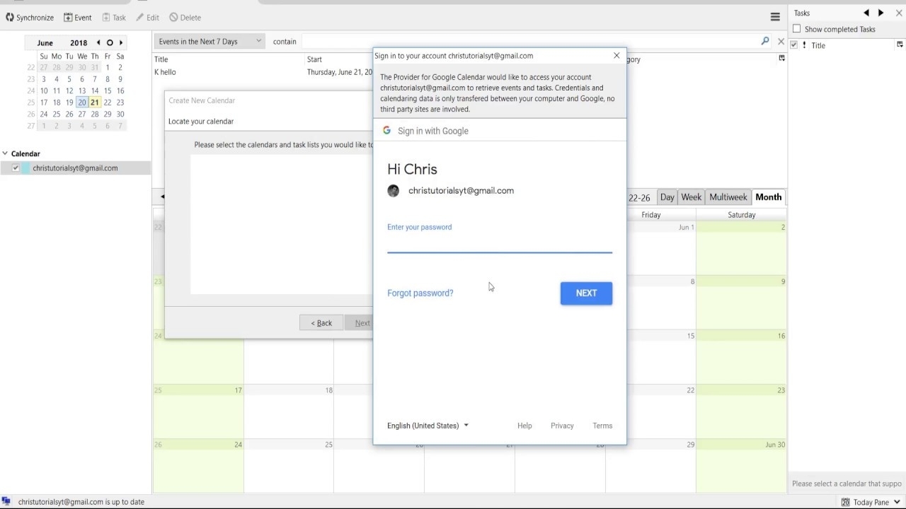 acalendar sync with google calendar