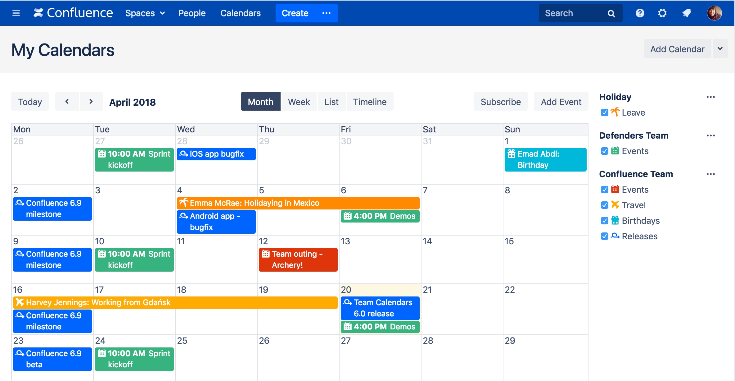 Team Calendars Quick Tour - Atlassian Documentation