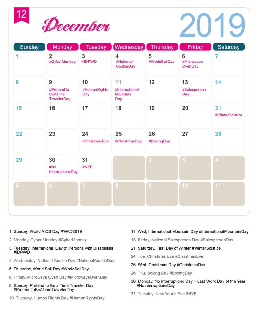 The 2019 Social Media Holiday Calendar - Make A Website Hub