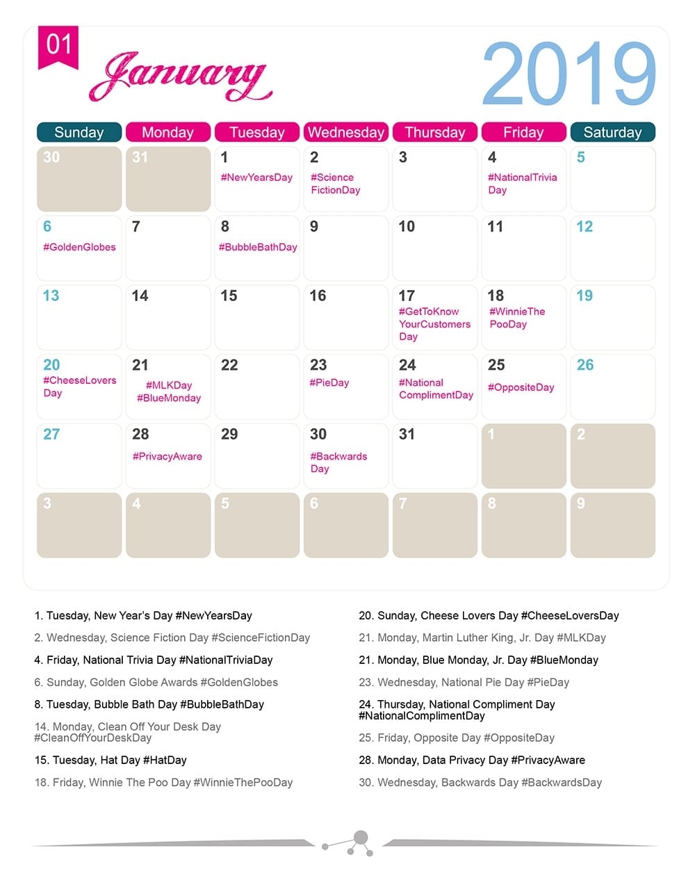 The 2019 Social Media Holiday Calendar - Make A Website Hub