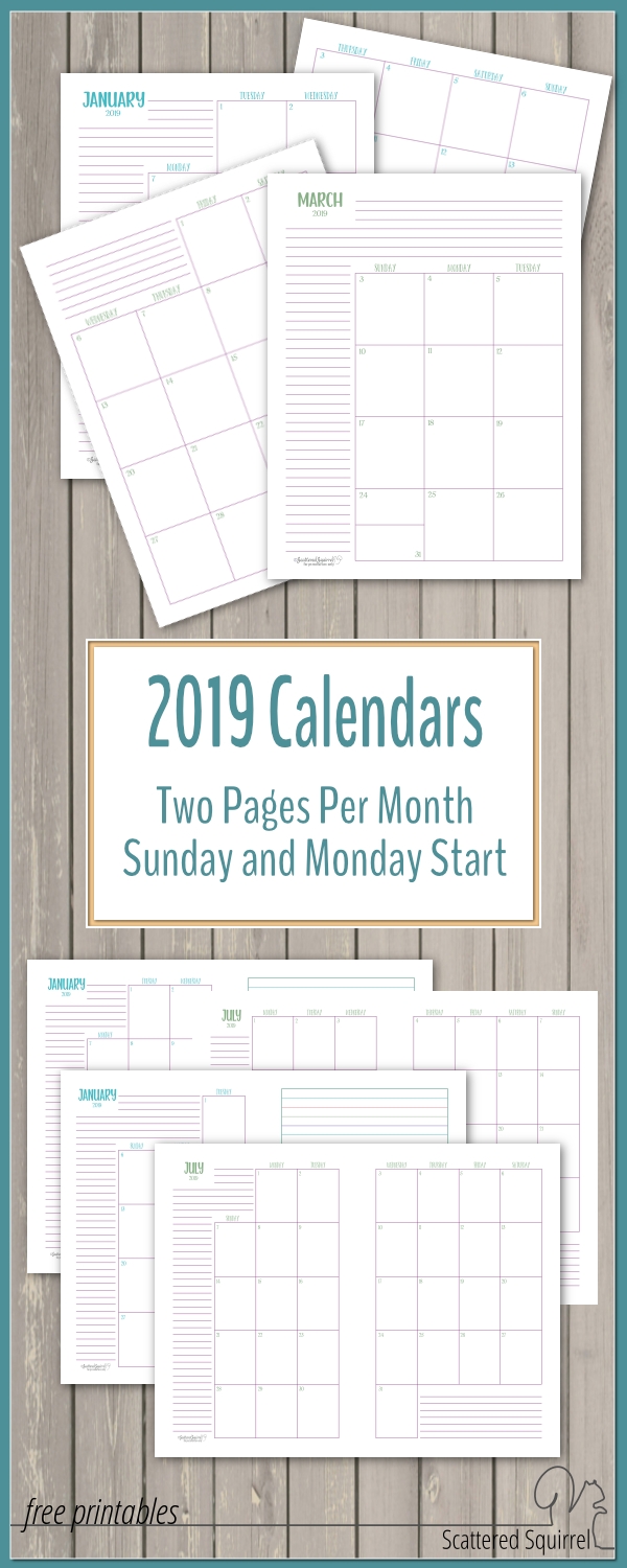 The Two Pages Per Month 2019 Calendars Are Ready