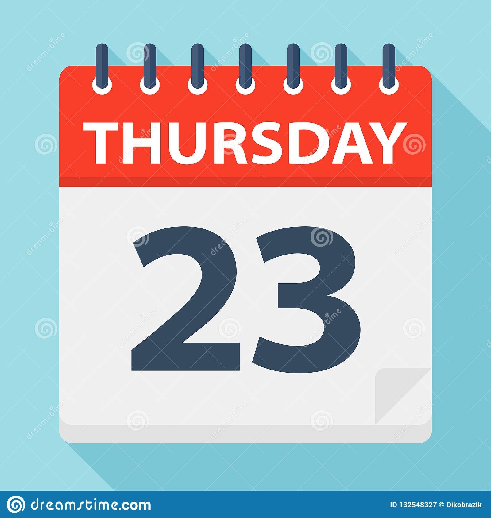 Thursday 23 - Calendar Icon. Vector Illustration Of Week Day