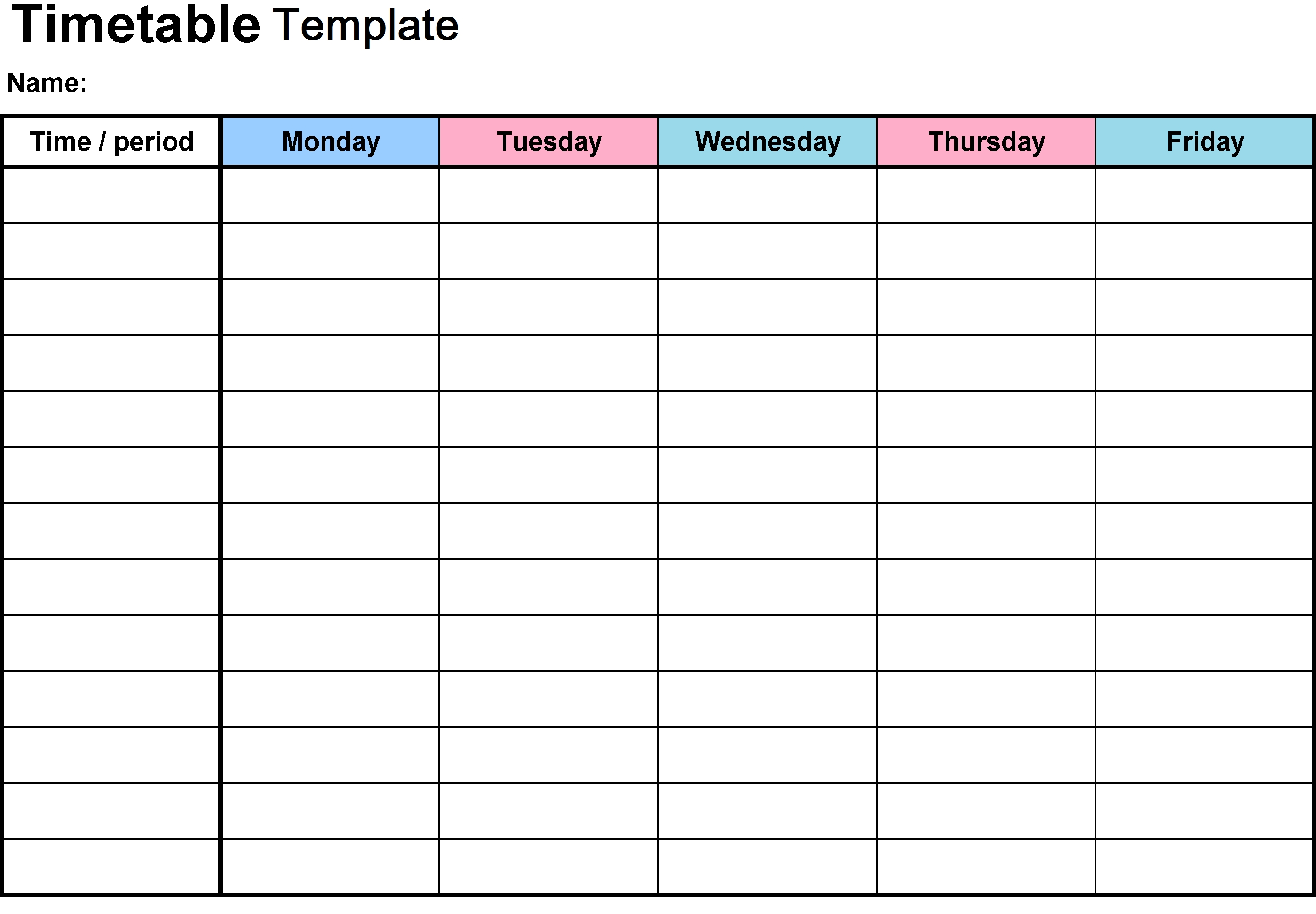 Timetable Template 2018 #collegetimetabletemplateword