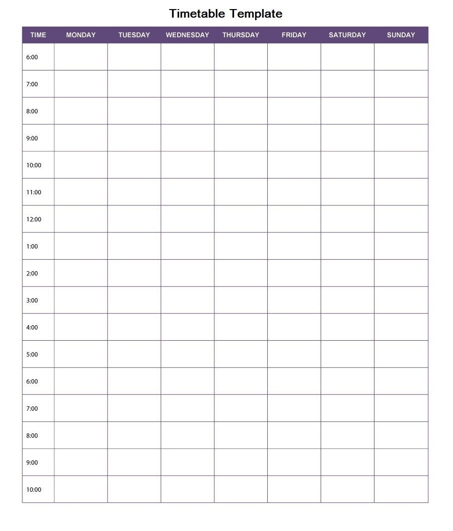 Timetable Template 2018 | Timetable Template, Revision