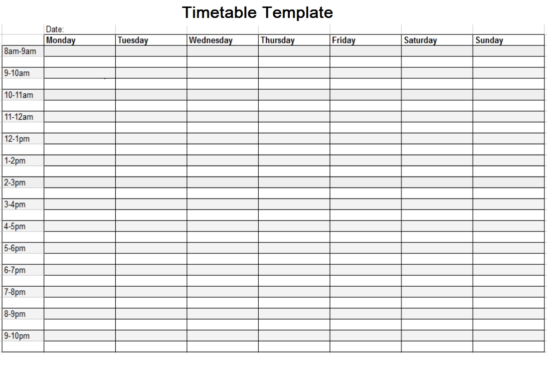 Timetable Template Free | Timetable Template, Class Schedule