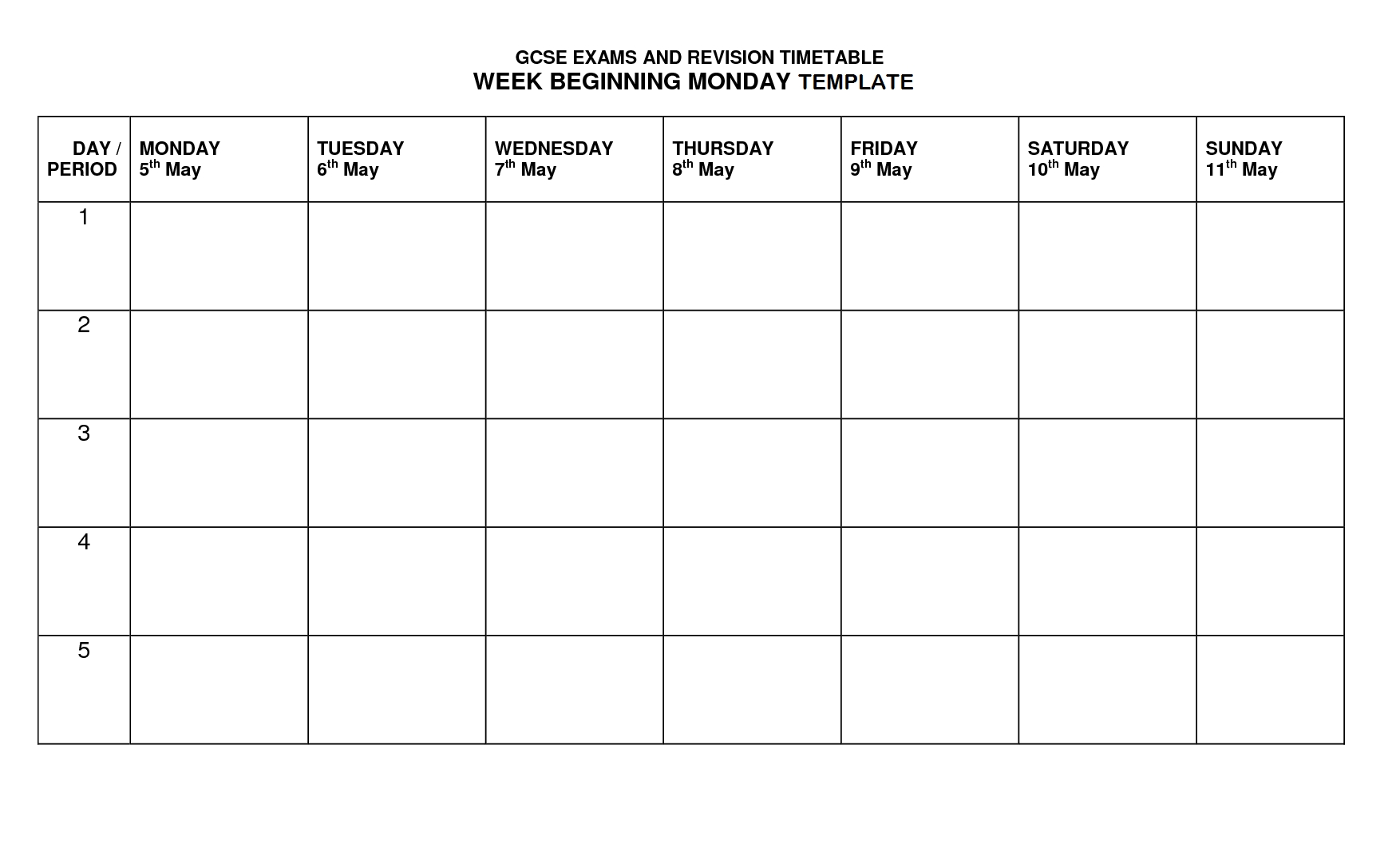Timetable Template | Timetable Template, Revision Timetable