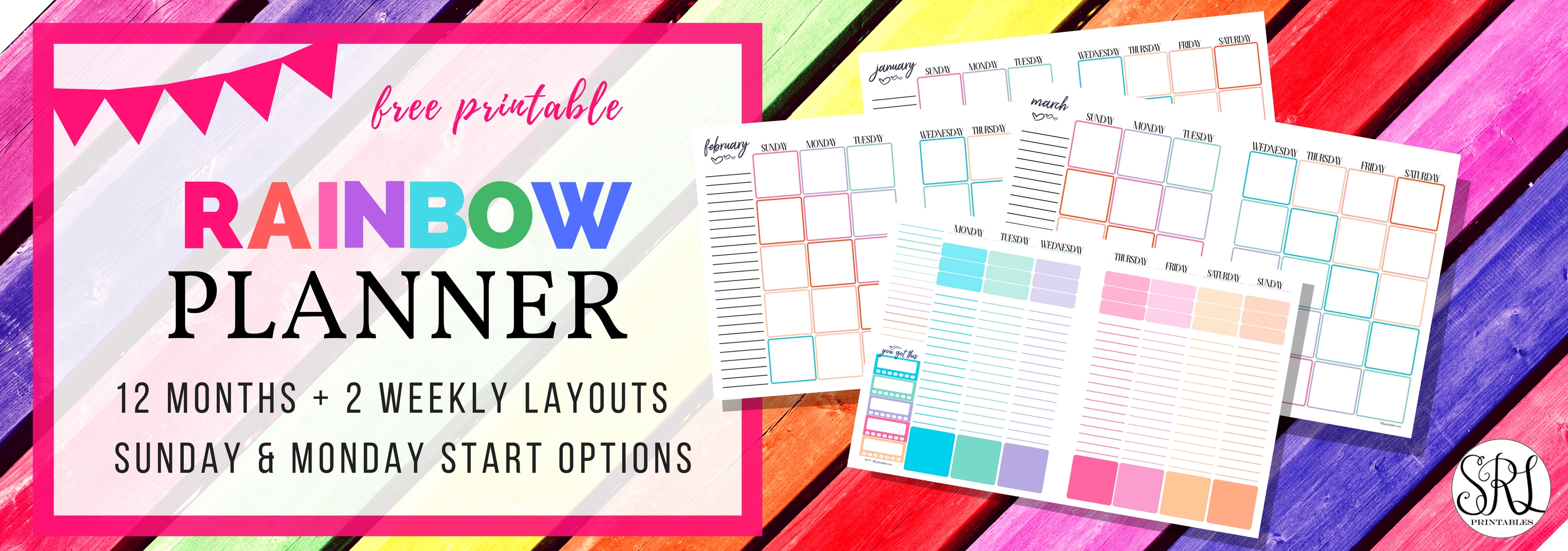 Totally Cute And Free Printable Rainbow Planner - Monthly