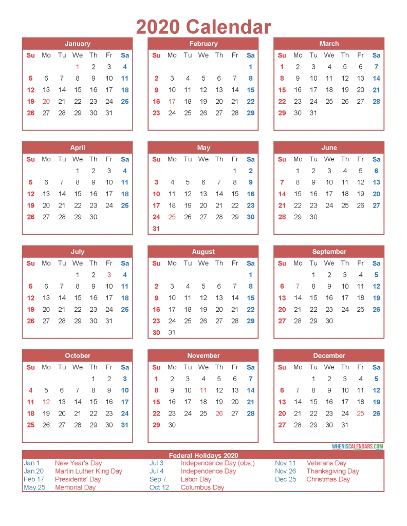 Twelve Month Calendar 2020 - Urgup.ewrs2018