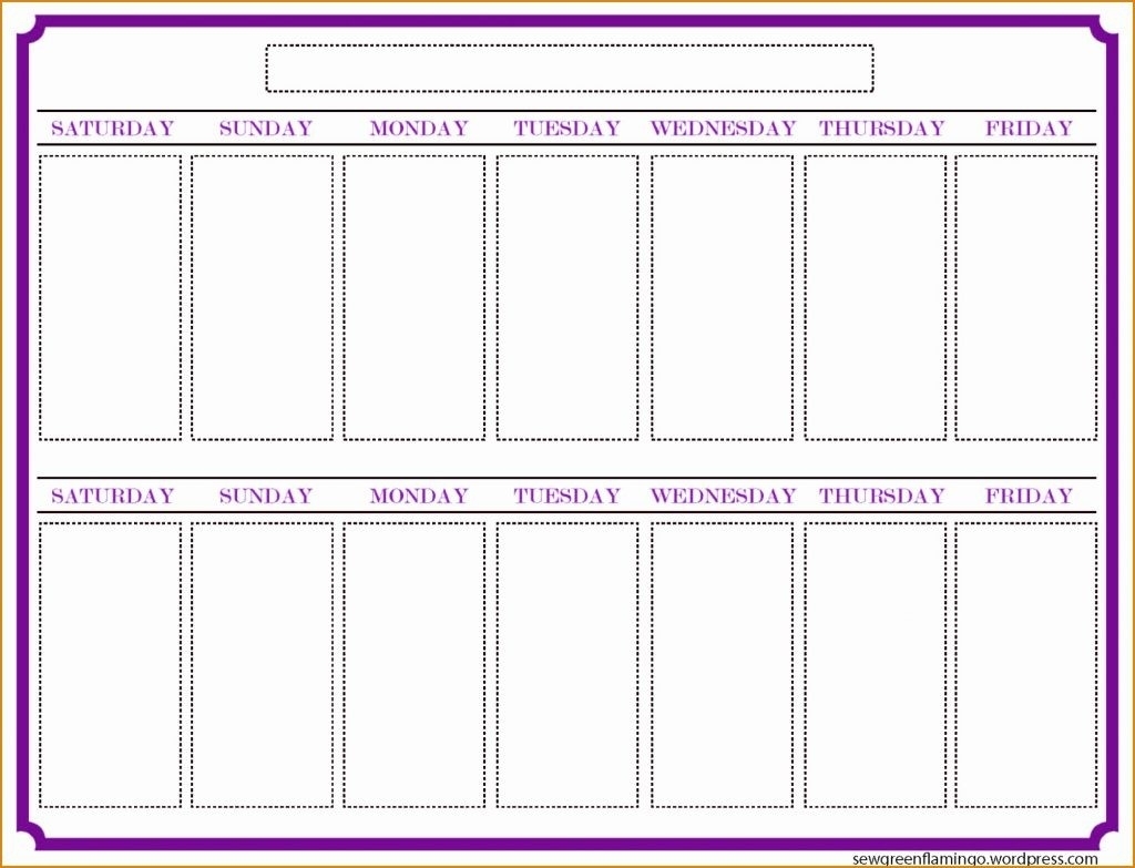 Two Weeks Calendar Template Week Blank Printable Weekly