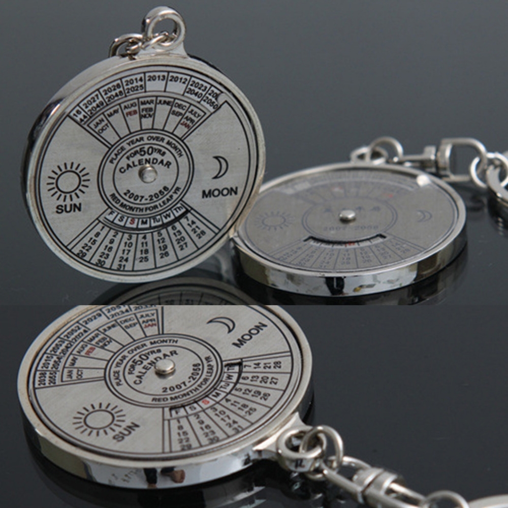 Us $1.04 16% Off|Perpetual Calendar Keyring Keychain Unique Metal Keys  Chain Ring Fobs Trinket Ornament Accessories 50 Year Novelty Jewelry-In Key