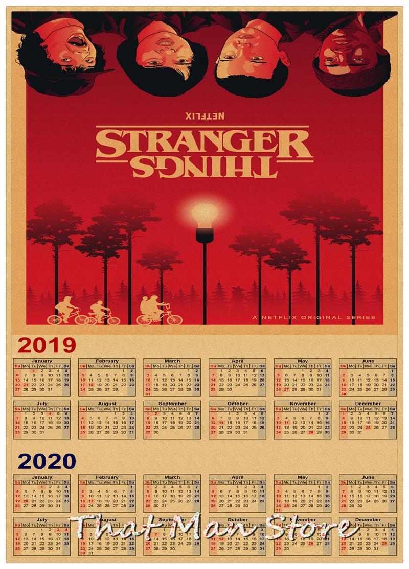 Us $1.75 10% Off|Hot Sale Stranger Things 2019 2020 Calendar Poster Vintage  Antique Posters Wall Sticker Home Decora 30*21Cm-In Wall Stickers From