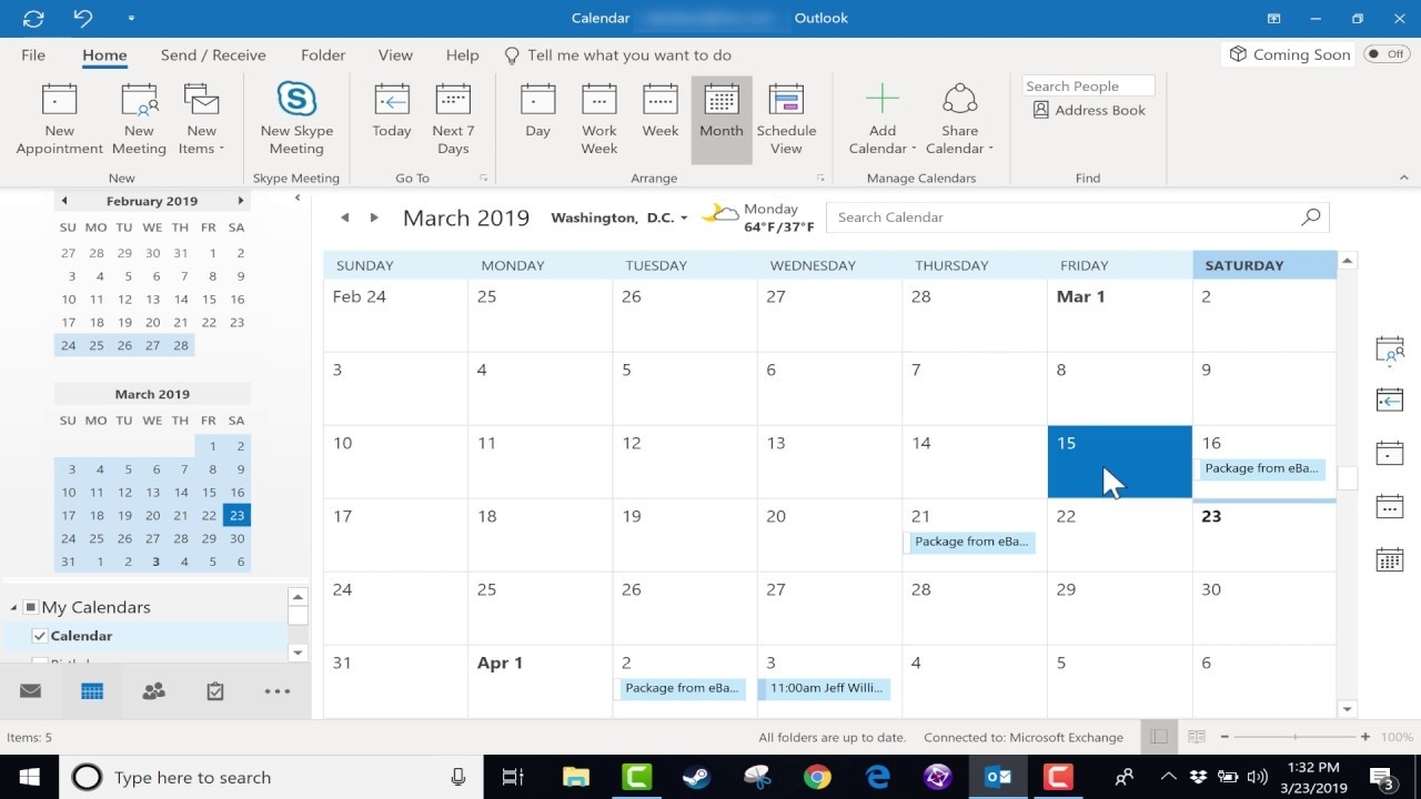 how to share calendar in outlook 2019