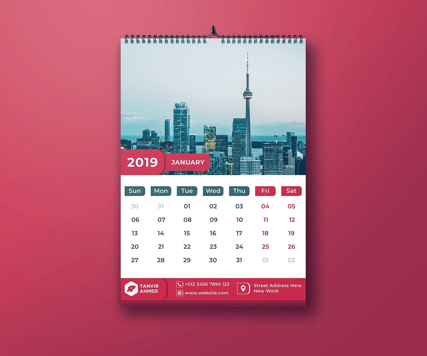 Wall Calendar 2019 | Free Psd Template | Psd Repo