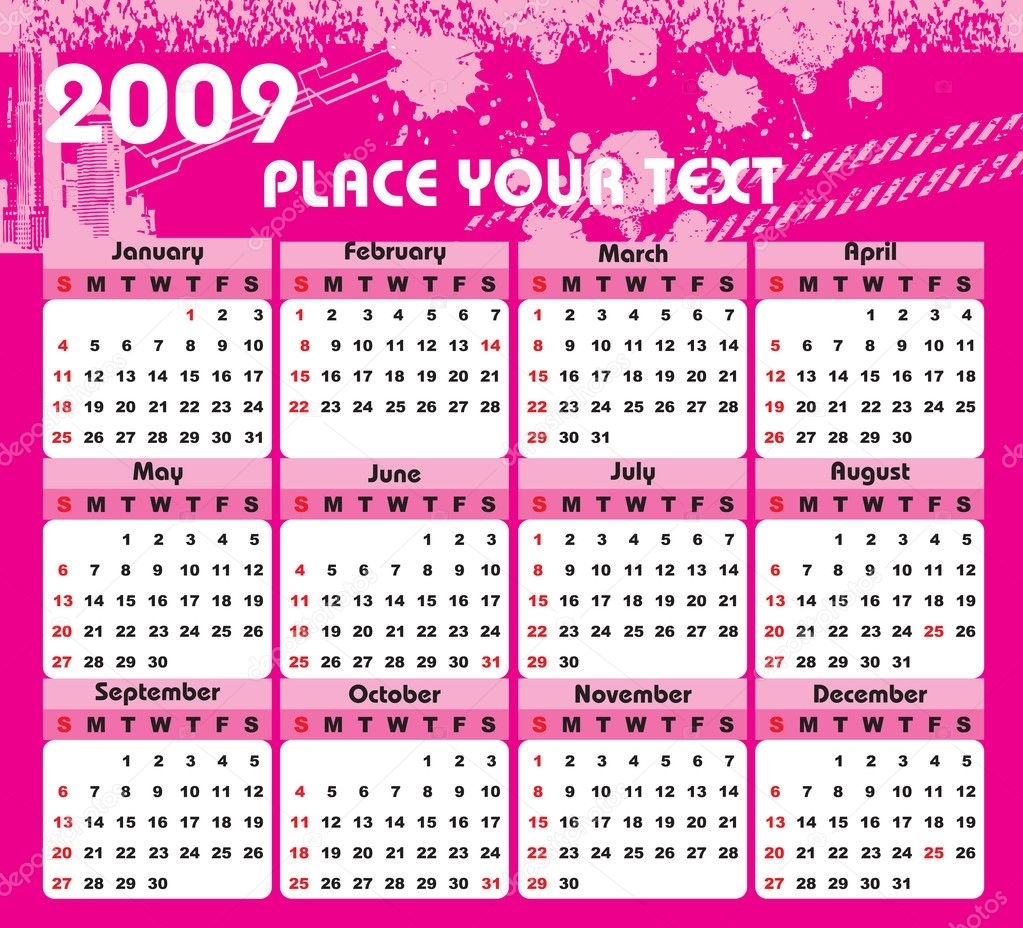 Wallpaper, Year 2009 Calendar — Stock Vector