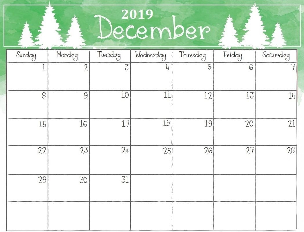 Watercolor December 2019 Calendar #december #december2019