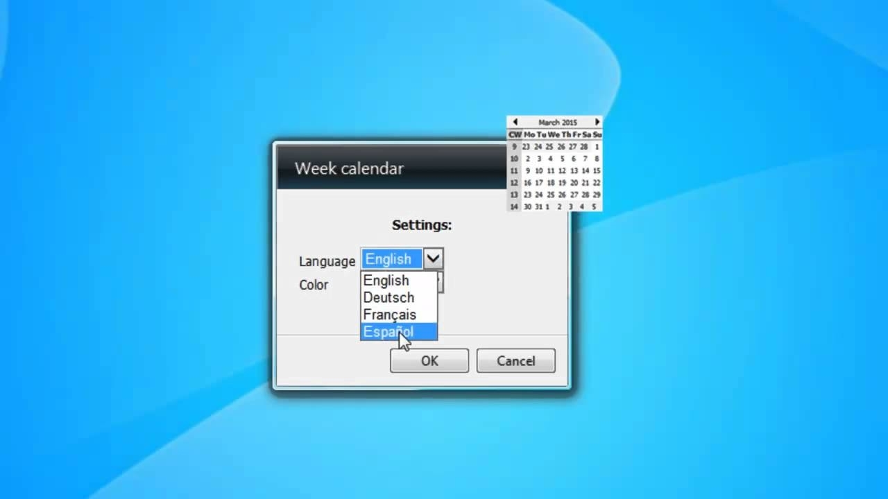 Week Сalendar Windows 7 Desktop Gadget