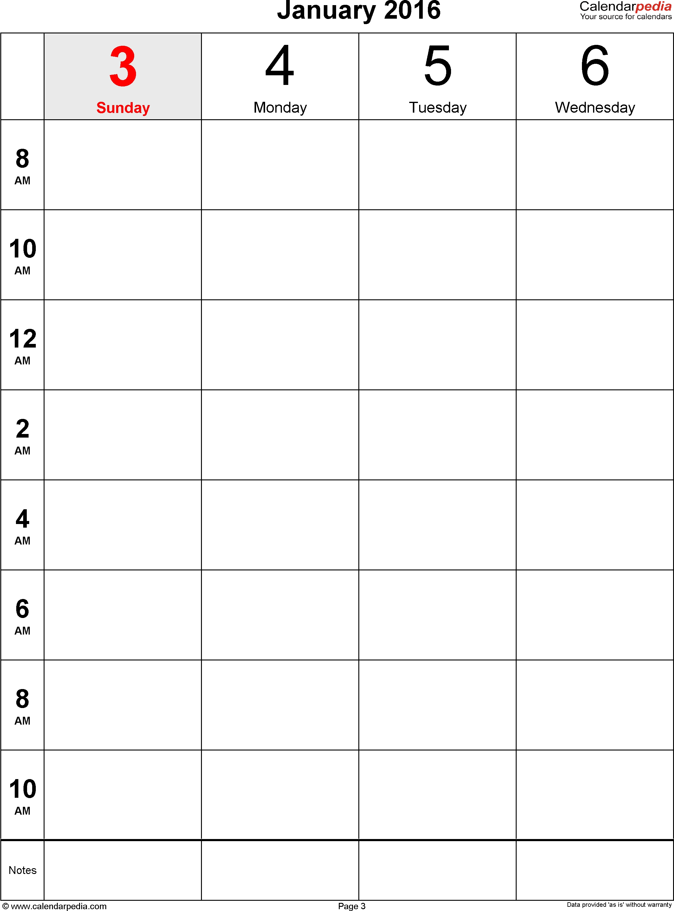 Weekly Calendar 2016 For Word – 12 Free Printable Templates