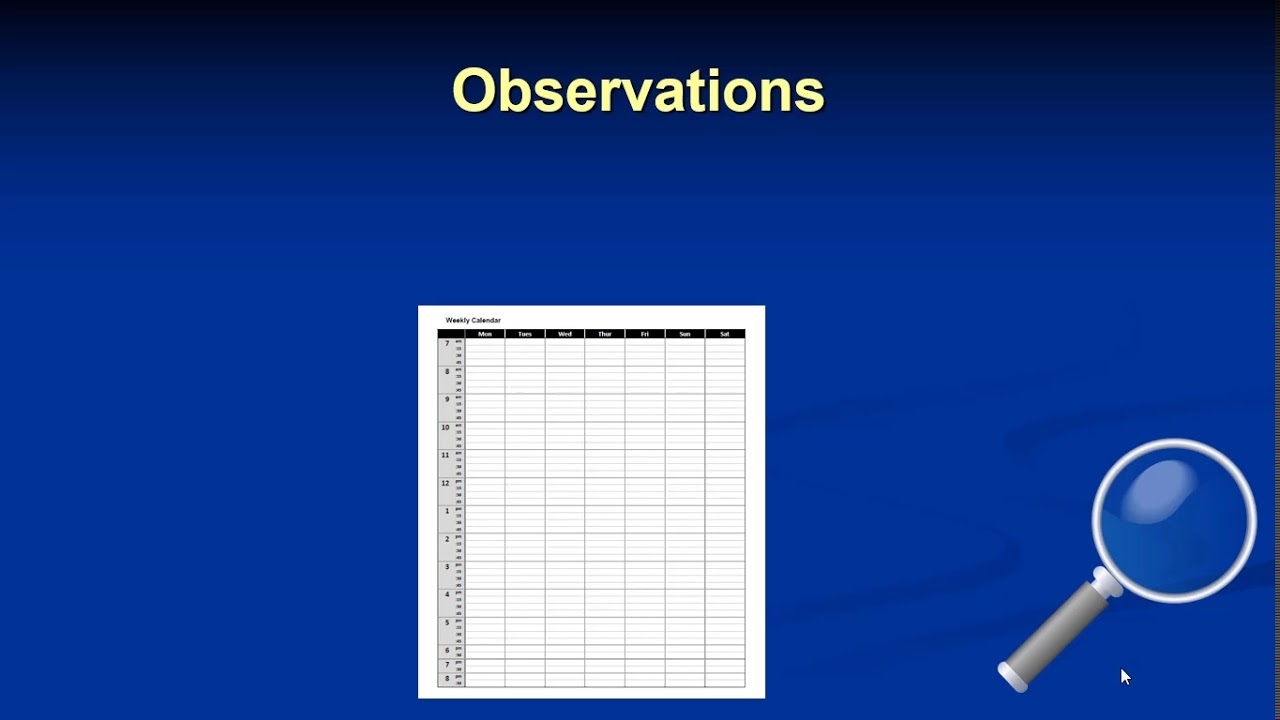 Weekly Calendar Planning Activity Part Ii: Set Up And Administration