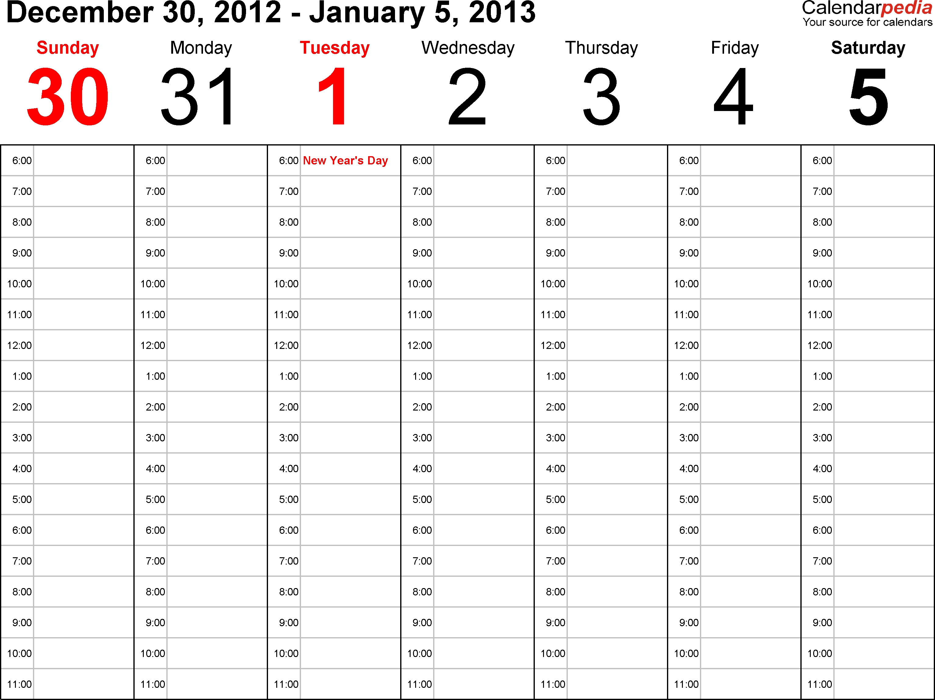 Weekly Calendars 2013 For Pdf - 4 Free Printable Templates