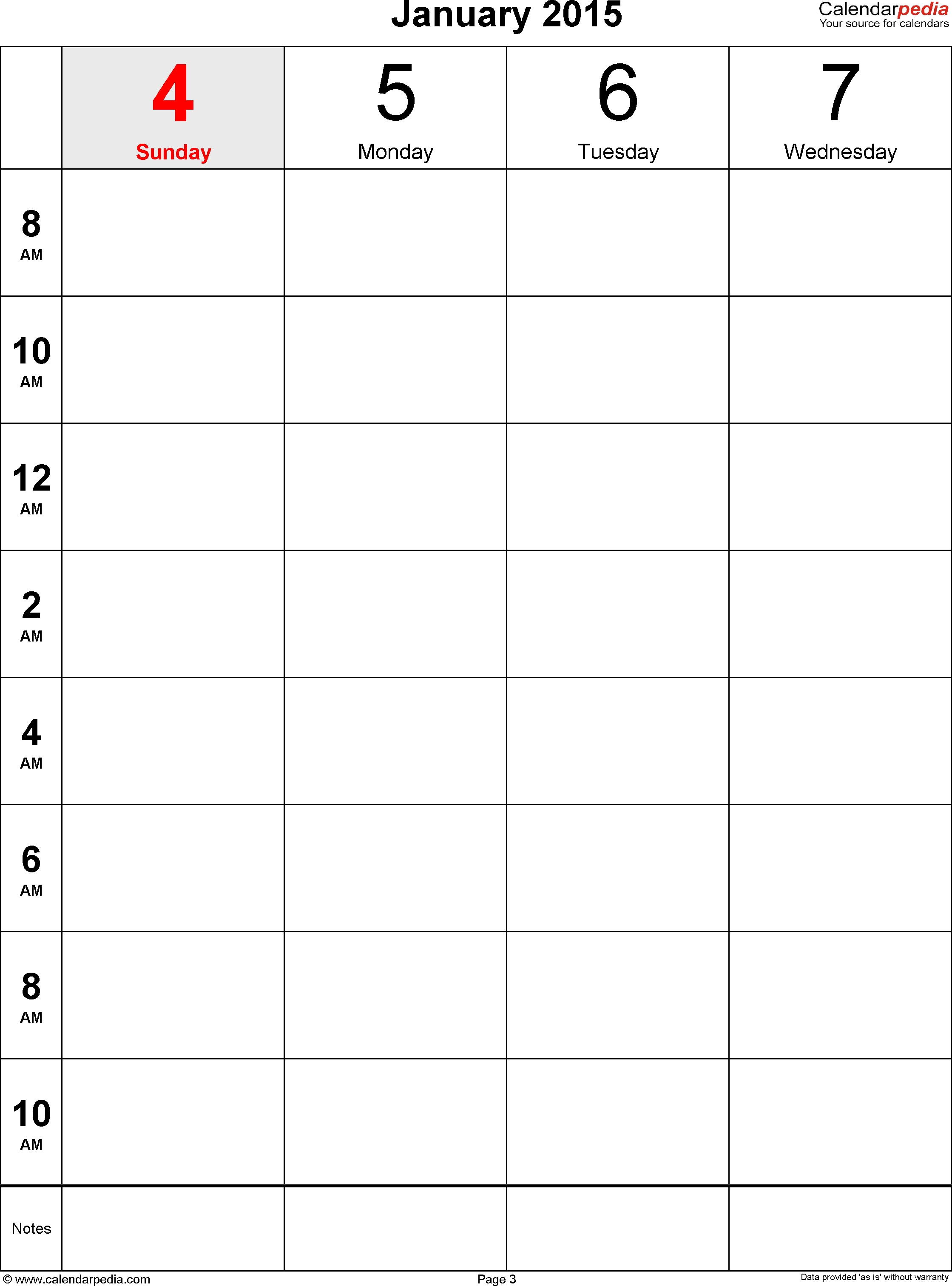 Weekly Calendars 2015 For Excel - 12 Free Printable Templates